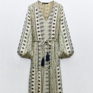 Zara NWT metallic thread maxi dress size XL